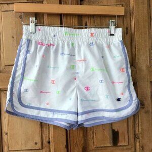 Champion Girls Size Large 14 Athletic Shorts White Script Logo - Slight‎ Flaw